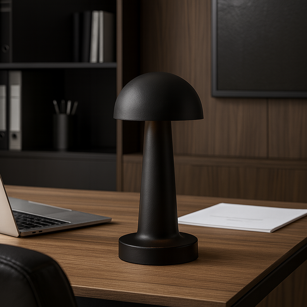 Настільна лампа чорна акумуляторна H-22 cm Led Mushroom Black 251031-100006272