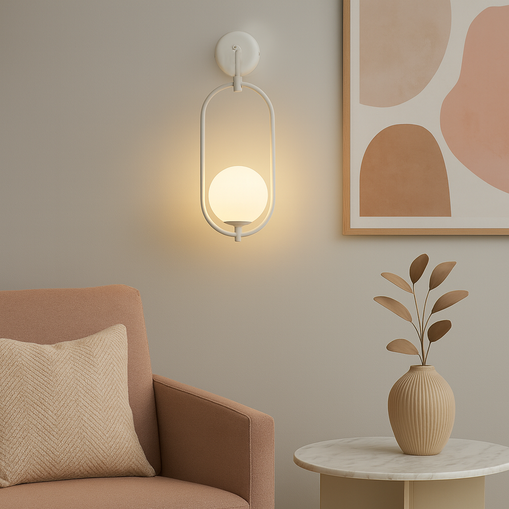 Настінний світильник білий H-53 cm W-18,5 cm E14 White Faro Bollo 250863-100005856