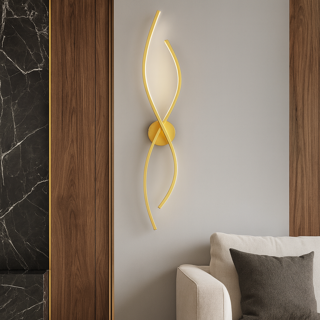 Настінний світильник золотий L-60 cm Led Gold Cross Line wave 251088-100006465