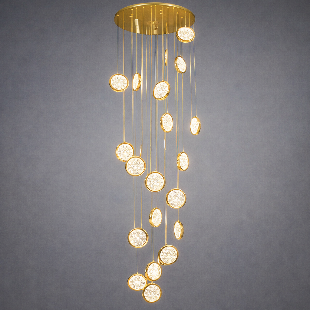 Люстра каскадна gold coins H-230 cm Led 120W Gold 4000K 240842-100003557