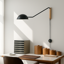 Бра чорне з дерев'яним тримачем та з вимикачем зі значним відступом H-36 cm E27 Line – Up Black / Gold 220414-100000732