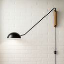 Бра чорне з дерев'яним тримачем та з вимикачем зі значним відступом H-36 cm E27 Line – Up Black / Gold 220414-100000732