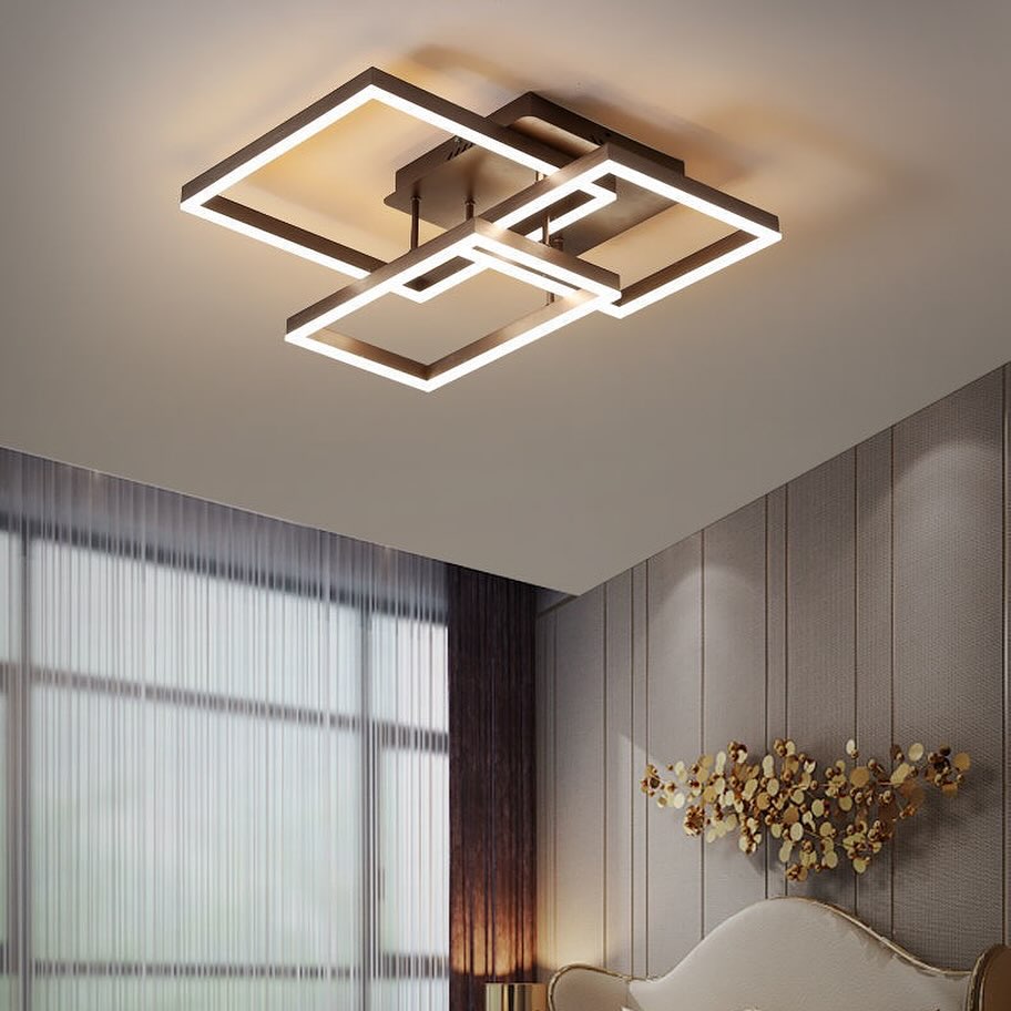 Люстра стельова з пультом Squares and rectangle L-73 Led 120W 3000K-6000K Silver / Gold / Coffee / White 240419-100003235