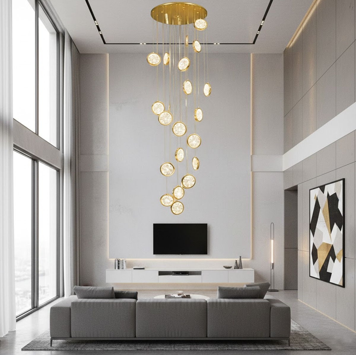 Люстра каскадна gold coins H-230 cm Led 120W Gold 4000K 240842-100003557