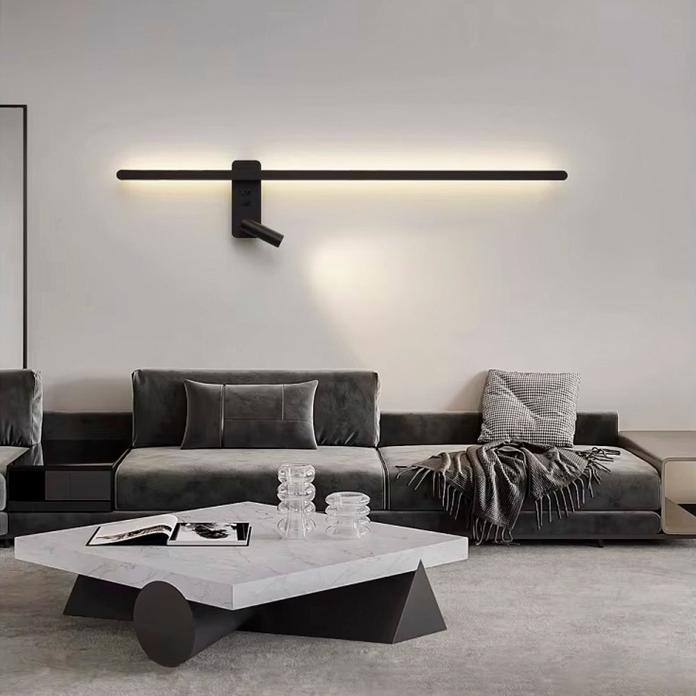 Настінні світильники з вимикачем на корпусі Strong line spot H-120 см Led 22W + 4W 4000K Left / Right Black 250318-100004241