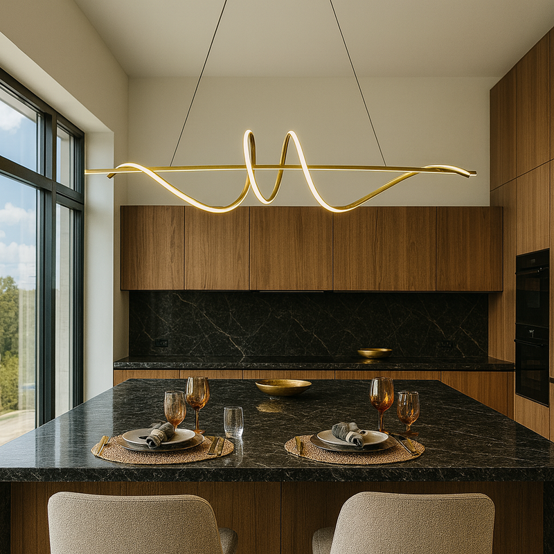 Люстра золота підвісна видовжена L-120 cm Led 60W Gold Gemo wave 251088-100006440