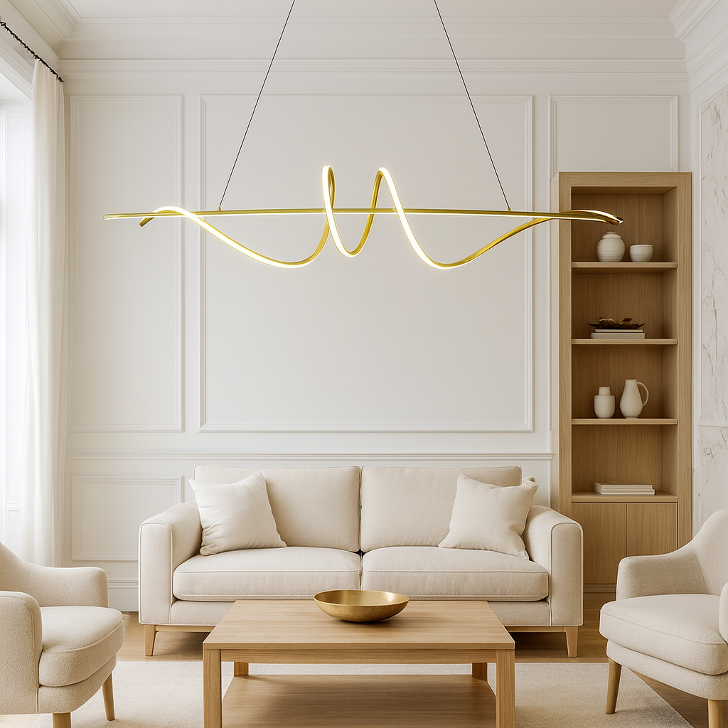Люстра золота підвісна видовжена L-120 cm Led 60W Gold Gemo wave 251088-100006440