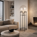 Торшер чорний дизайнерський з прозорим плафоном H-150 cm E27 Glass Shine Transparent 260331-100007749