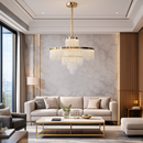 Люстра золота каскадна з кришталевим плафоном D-40 cm / D-60 cm/ D-80 cm Led Gold Crystal Cascade 251235-100006785