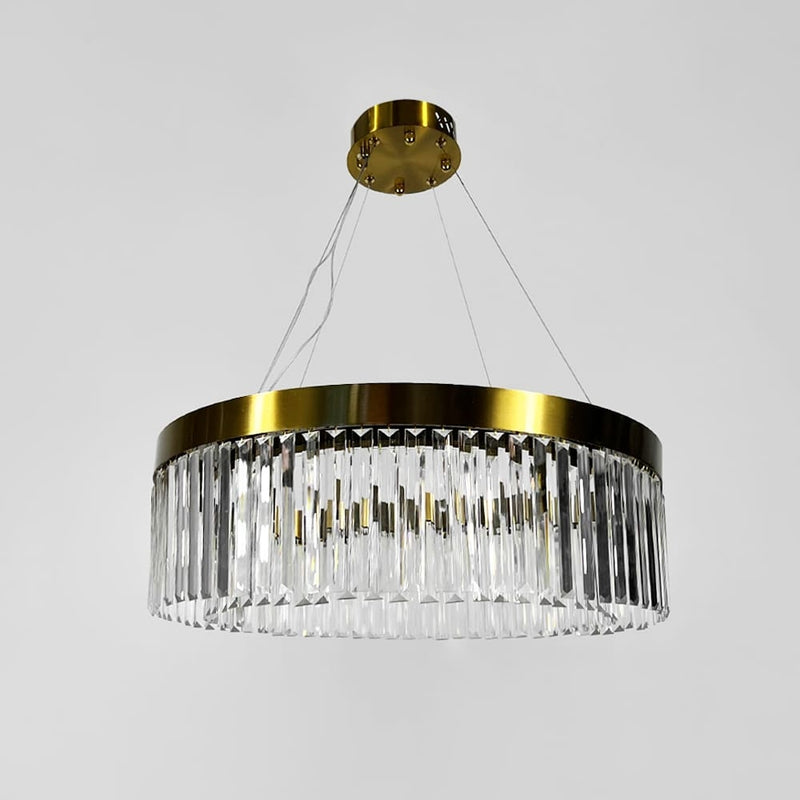 Підвісна люстра золота подвійна D-60 cm / D-80 cm Led 43W 4000K Gold+Clear Crystal 250918-100005928