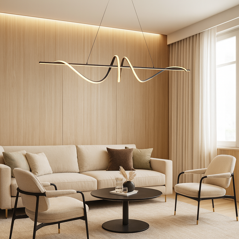 Люстра чорна підвісна видовжена L-120 cm Led 60W Black Gemo wave 251088-100006434