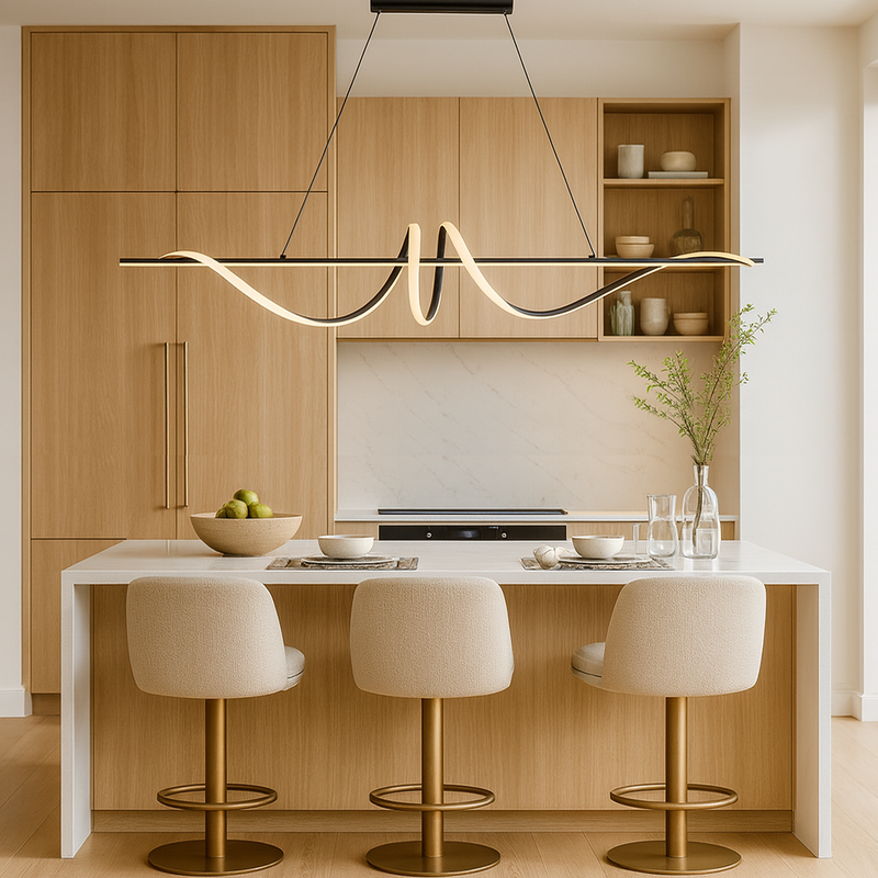 Люстра чорна підвісна видовжена L-120 cm Led 60W Black Gemo wave 251088-100006434