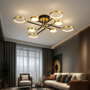 Люстра стельова чорний каркас і золотисте оздоблення, Сучасний геометричний дизайн, Супутник Gold+Black 4 Lamos / 8 Lamps 221052-100001072