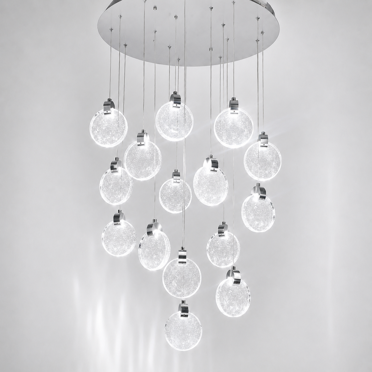 Люстра підвісна каскадна хромована на 10 / 15 підвісів D-44 cm Led 50W Chrome Coins 260519-100008041