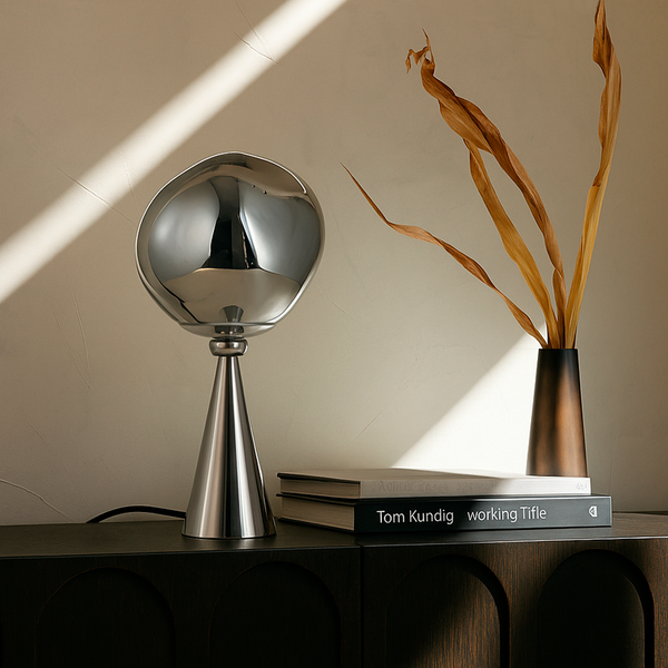 Настільна лампа хромована з плафоном органічної форми H-52 cm E27 Chrome Melt plazma desk lamp 250931-100006063