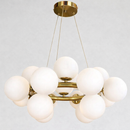Люстра підвісна латунь з білими плафонами D-55 cm G9x16 Brass + White Bubbles 260135-100007293