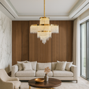 Люстра золота каскадна з кришталевим плафоном D-40 cm / D-60 cm/ D-80 cm Led Gold Crystal Cascade 251235-100006785