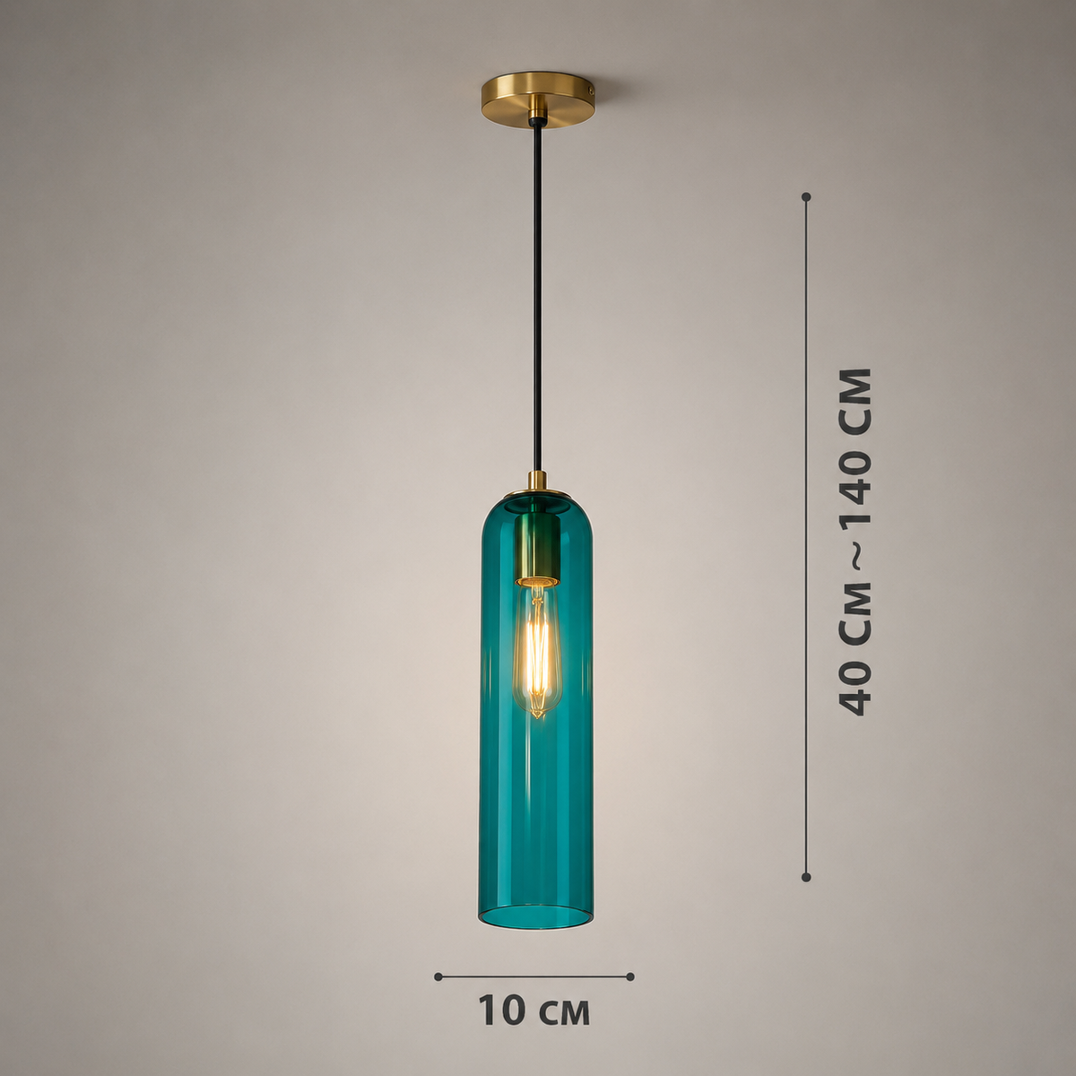 Світильник підвісний золотий з плафоном зеленого кольору H - 42 cm E27 Green Flask 260866-100008526