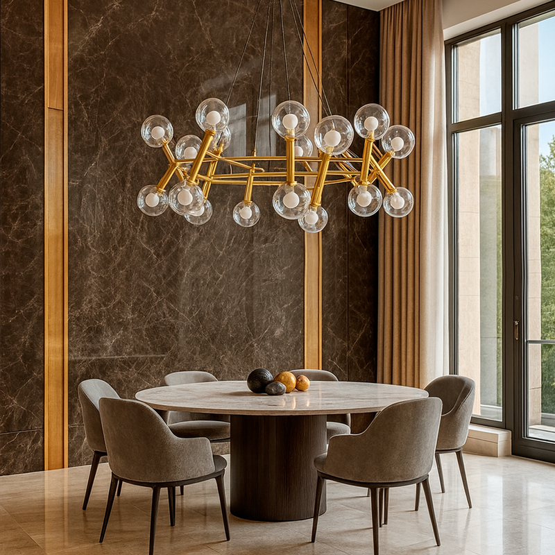 Люстра золота підвісна з оригінальним плафоном D-85 cm G9x20 Gold ASTRA 220918-100001013