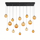 Люстра чорна підвісна з бурштиновими плафонами G9x14 Bollo 14 Amber+Black 251031-100006240