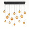 Люстра чорна підвісна з бурштиновими плафонами G9x14 Bollo 14 Amber+Black 251031-100006240