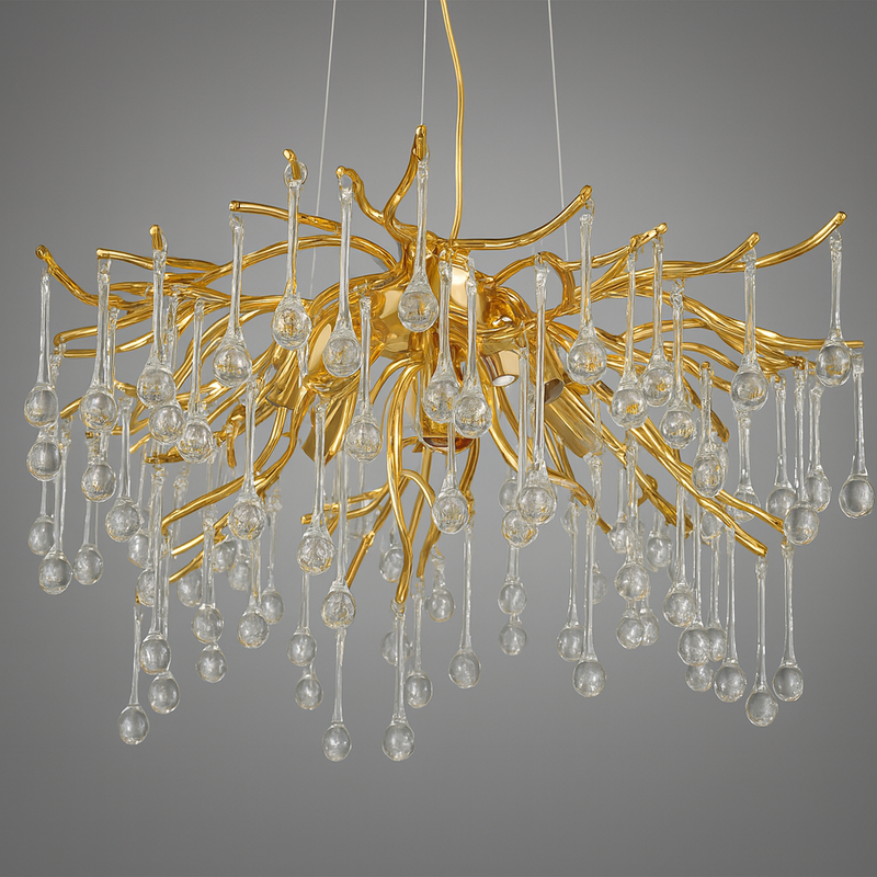 Люстра золота підвісна з підвісами-краплями D-60 cm / D-80 cm Gold Dewdrop 251088-100006469