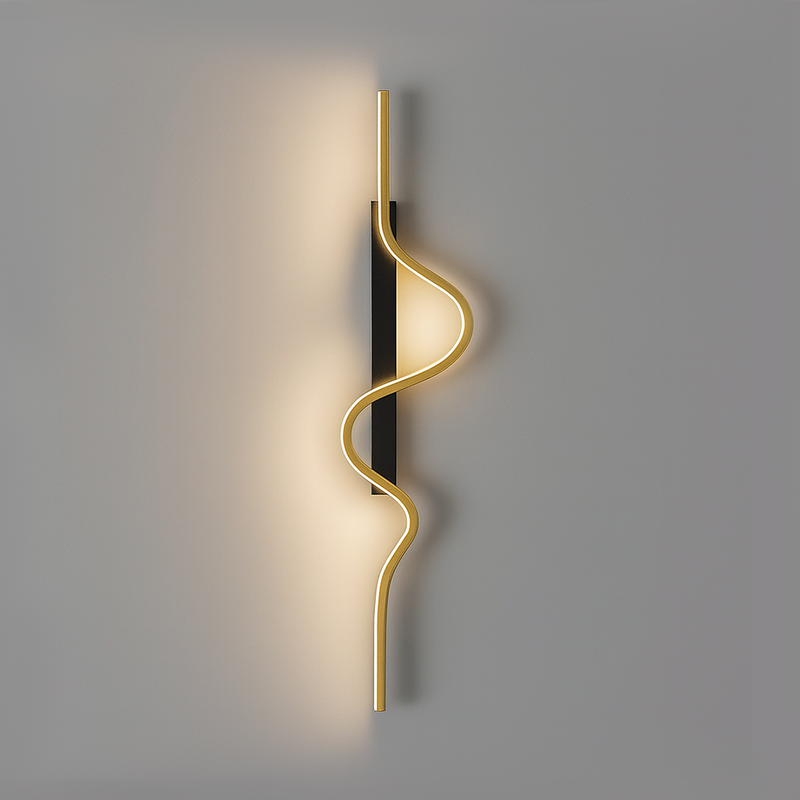 Настінний світильник золотий з чорним кріпленням L-60 cm/ 80 cm Led Gold+Black Wave Line 251088-100006461