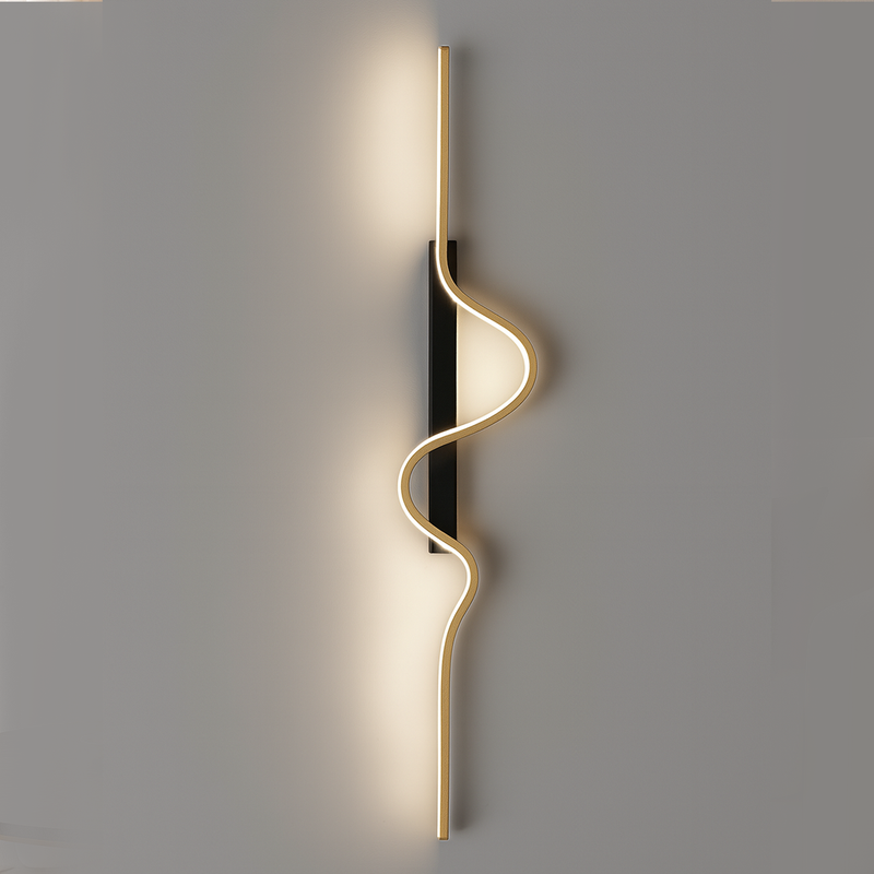 Настінний світильник золотий з чорним кріпленням L-60 cm/ 80 cm Led Gold+Black Wave Line 251088-100006461