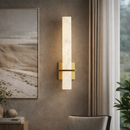 Настінний світильник з золотим корпусом та білим плафоном з мармуру H-48 cm Led 12W Gold+White Marble Block 260319-100007687