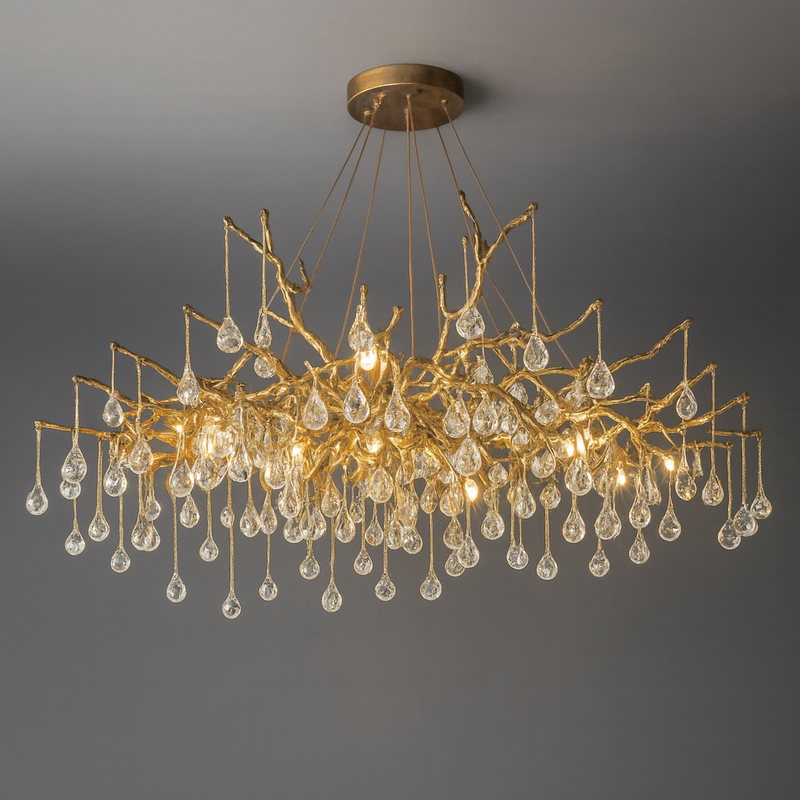 Люстра золота підвісна з підвісами-краплями D-60 cm / D-80 cm Gold Dewdrop 251088-100006469