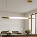 Люстра біла трубчаста видовжена з латунними елементами Led 30W / 50W / 64W / 78W Gold Linear Tube 251118-100006503