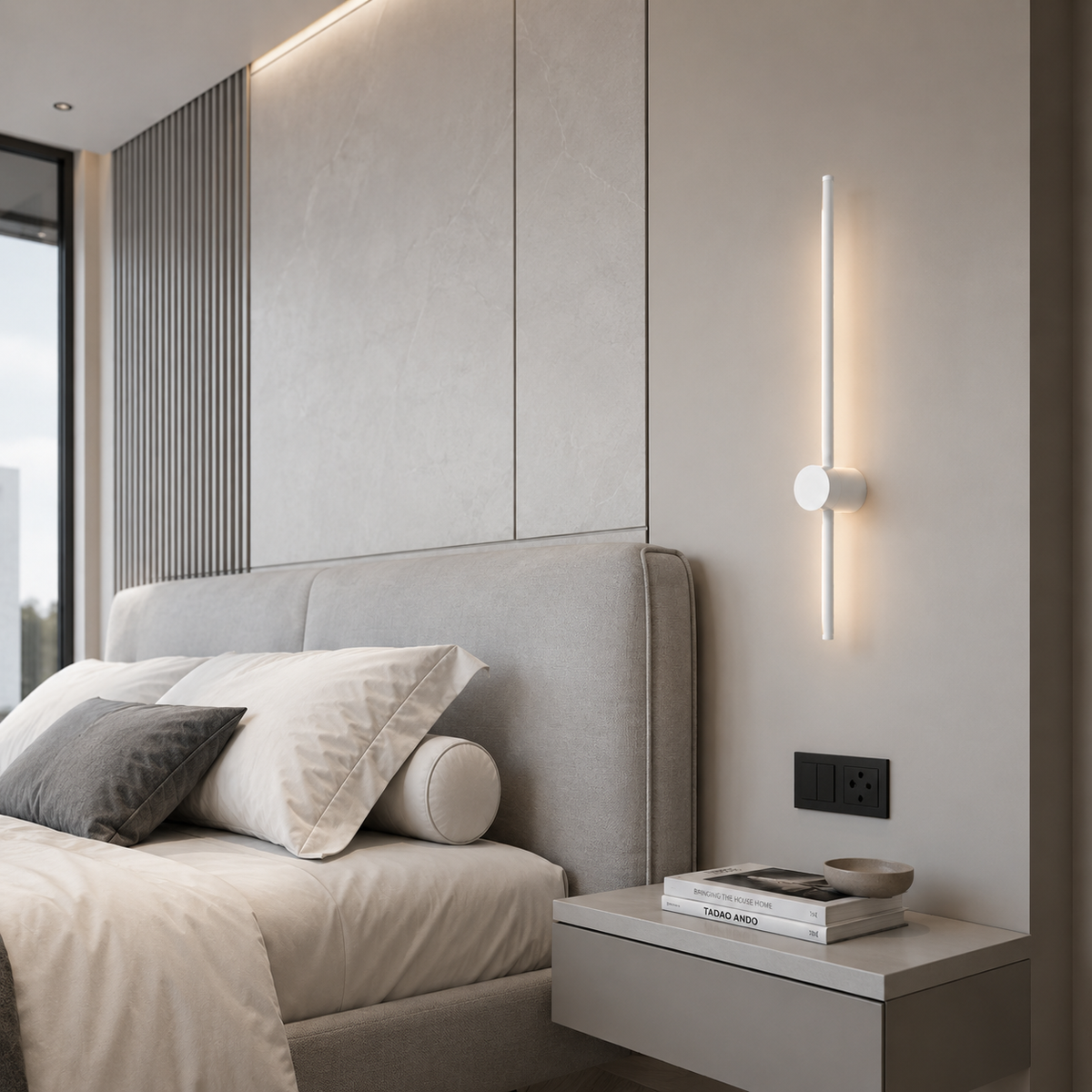 Настінний білий світильник H-60 cm / 90 cm / 125 cm Led 7W / 9W / 12W 4000К White Pipe Line 260836-100008724