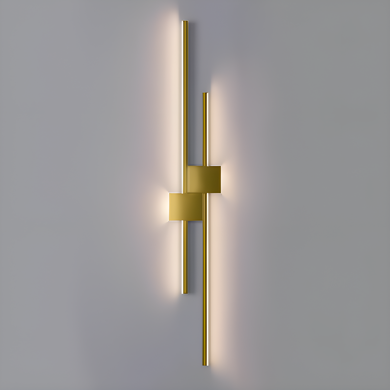 Бра лінійне Double lines square H60 / H80 / H100 Led 18-28W Gold 250419-100004359