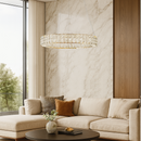 Люстра золота кільцева з кришталевим плафоном з візерунком D-50 cm / D-60 cm  Led 59W / 69W Gold Crystal Lattice Nice 251235-100006778