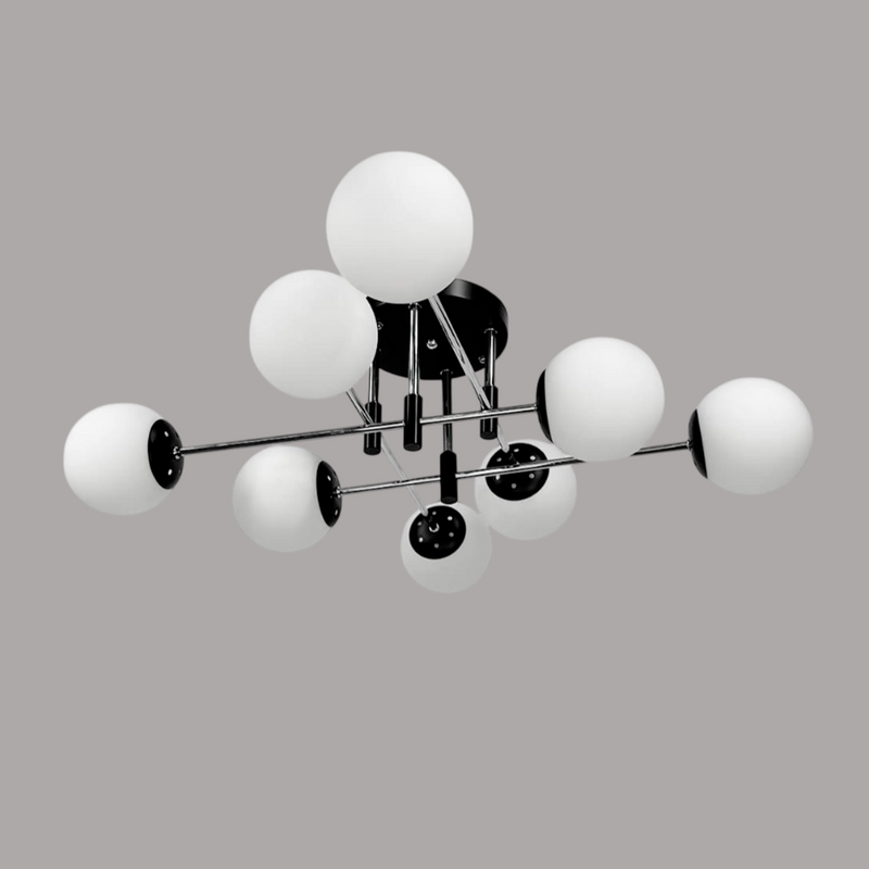 Люстра стельова з білими плафонами D-80 cm E27 H-25 cm Black+Chrome+White Wendy 250718-100005672