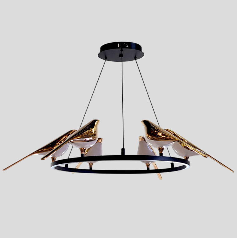 Люстра підвісна Birds D-92cm Ledx6 Black+Gold 250635-100005170