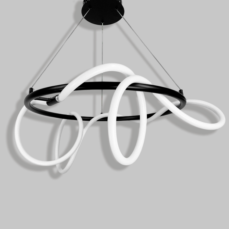 Люстра підвісна з неоном Rope D-60 cm / D-80 cm  Black 250618-100005064