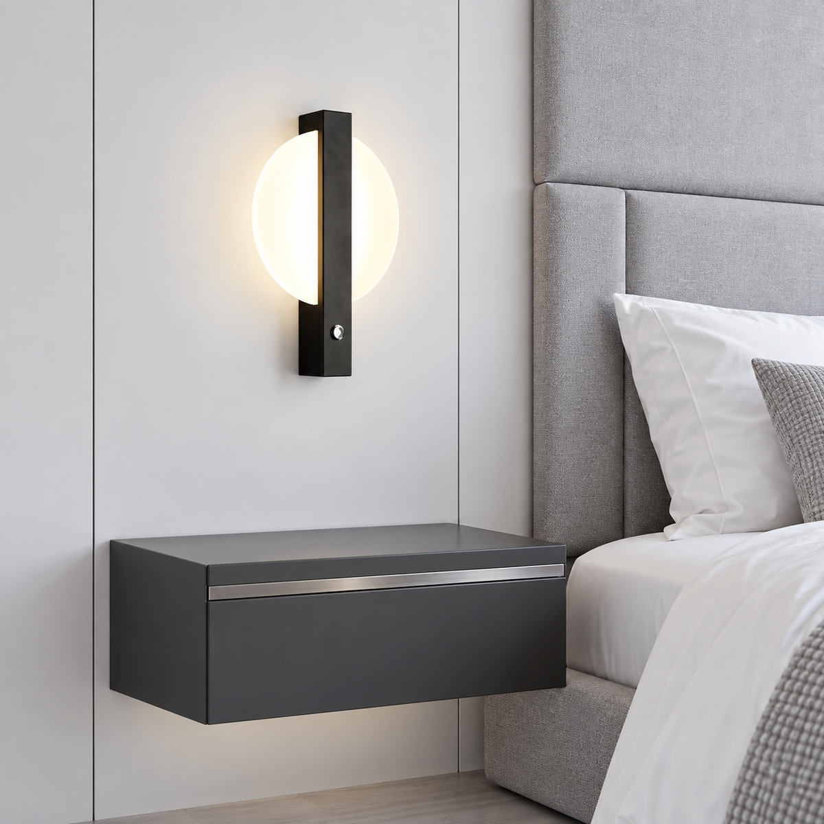 Бра з вимикачем на корпусі D-20 cm Led 7W 4000K Black+White Coin 261018-100009083