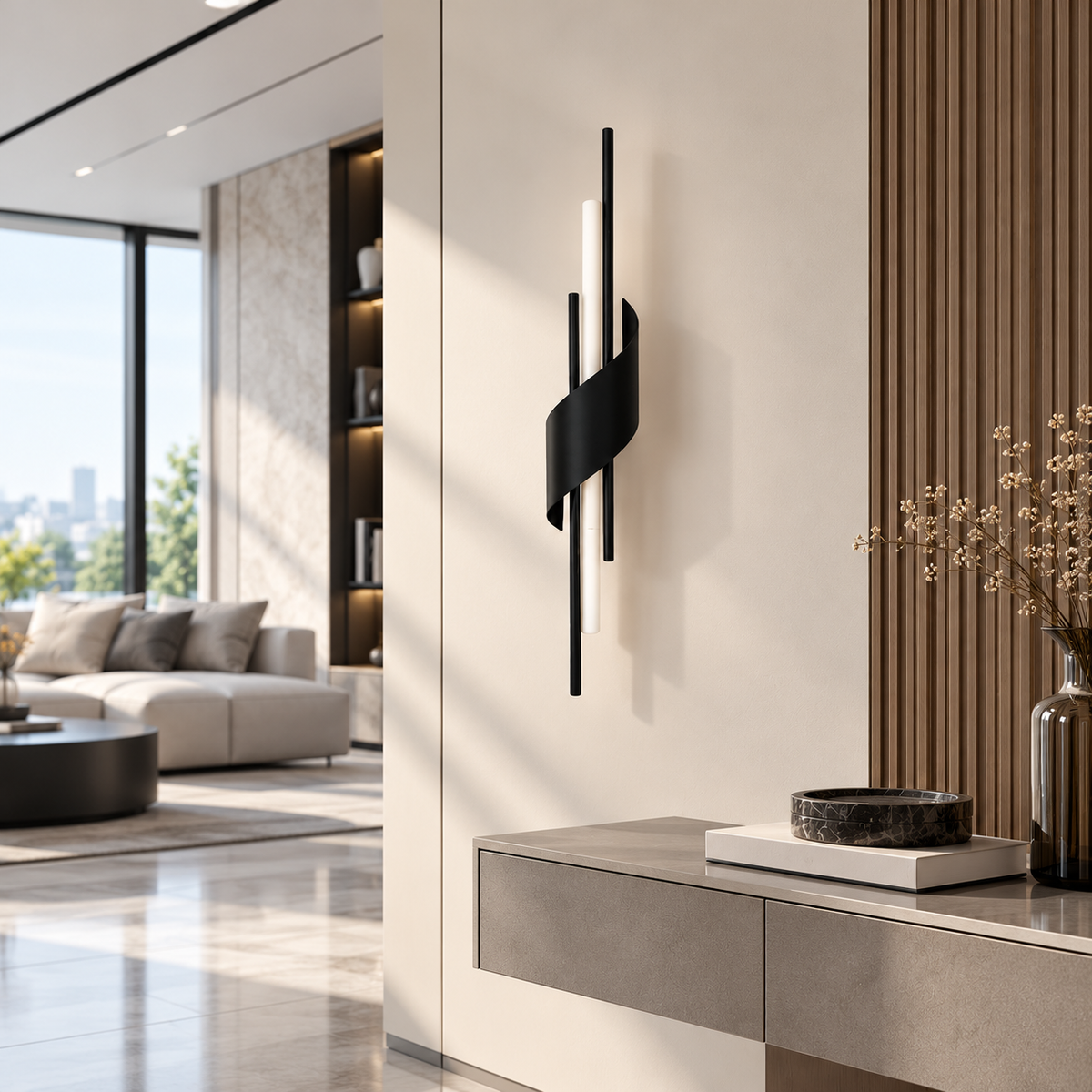 Настінний світильник чорний L-60 cm Led 6W 3000K-6000K Black Curl 261018-100009126