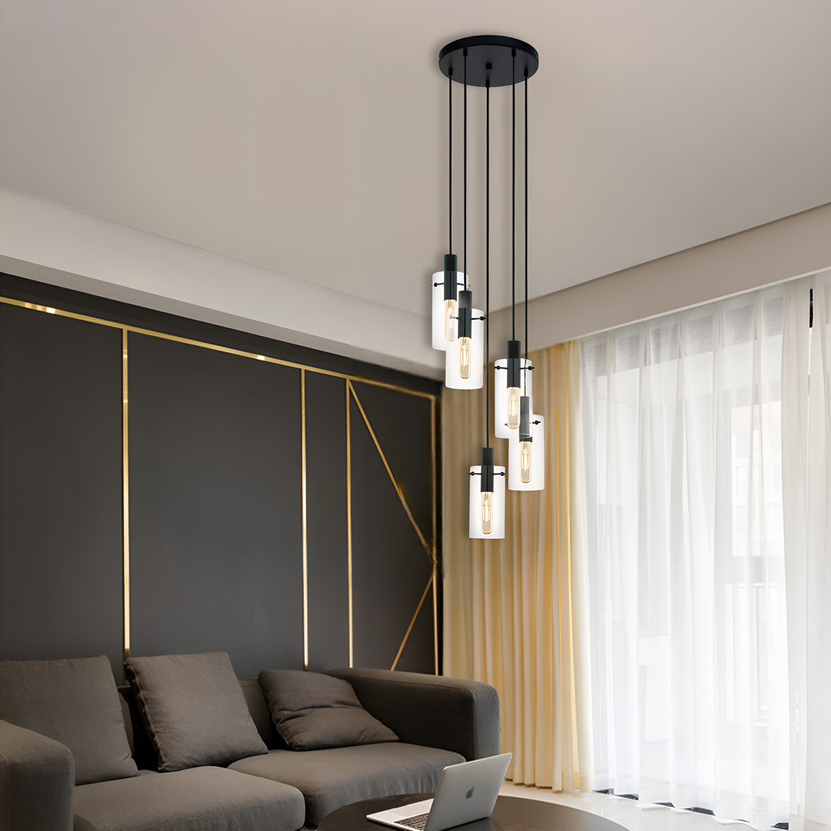 Люстра Montefino Black H-150cm E27x5 250516-100005001