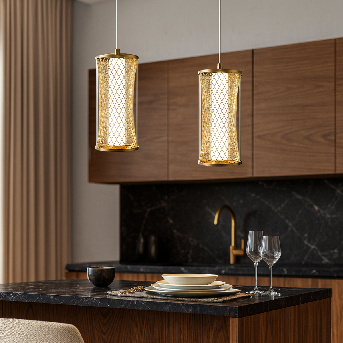 Підвісний світильник золотий H-21 cm D-10 cm Led Gold Lattice 251122-100006621