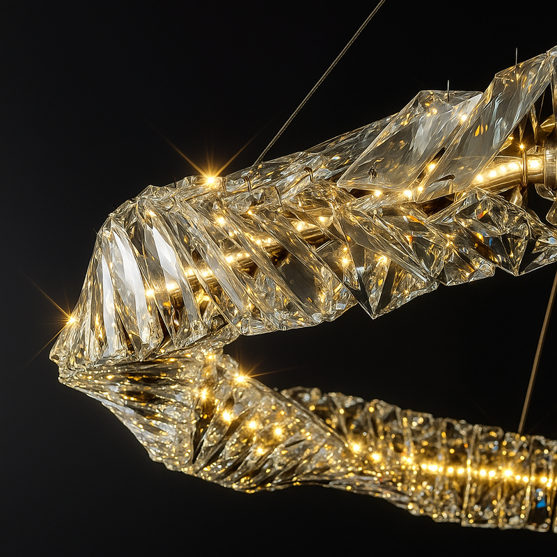 Люстра підвісна золота з скляним фігурним плафоном D-60 cm/D-80 cm  Led Crystal Gold 251188-100006580