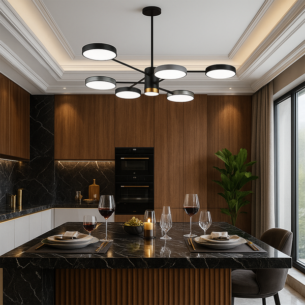 Люстра сіра з чорним D-70 cm Led H-40 cm 62W / 90W Супутник Black+Grey Orbit Lamp 6 ламп та 8 ламп 231058-100002638