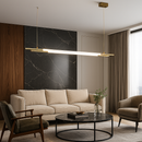 Люстра біла трубчаста видовжена з латунними елементами Led 30W / 50W / 64W / 78W Gold Linear Tube 251118-100006503