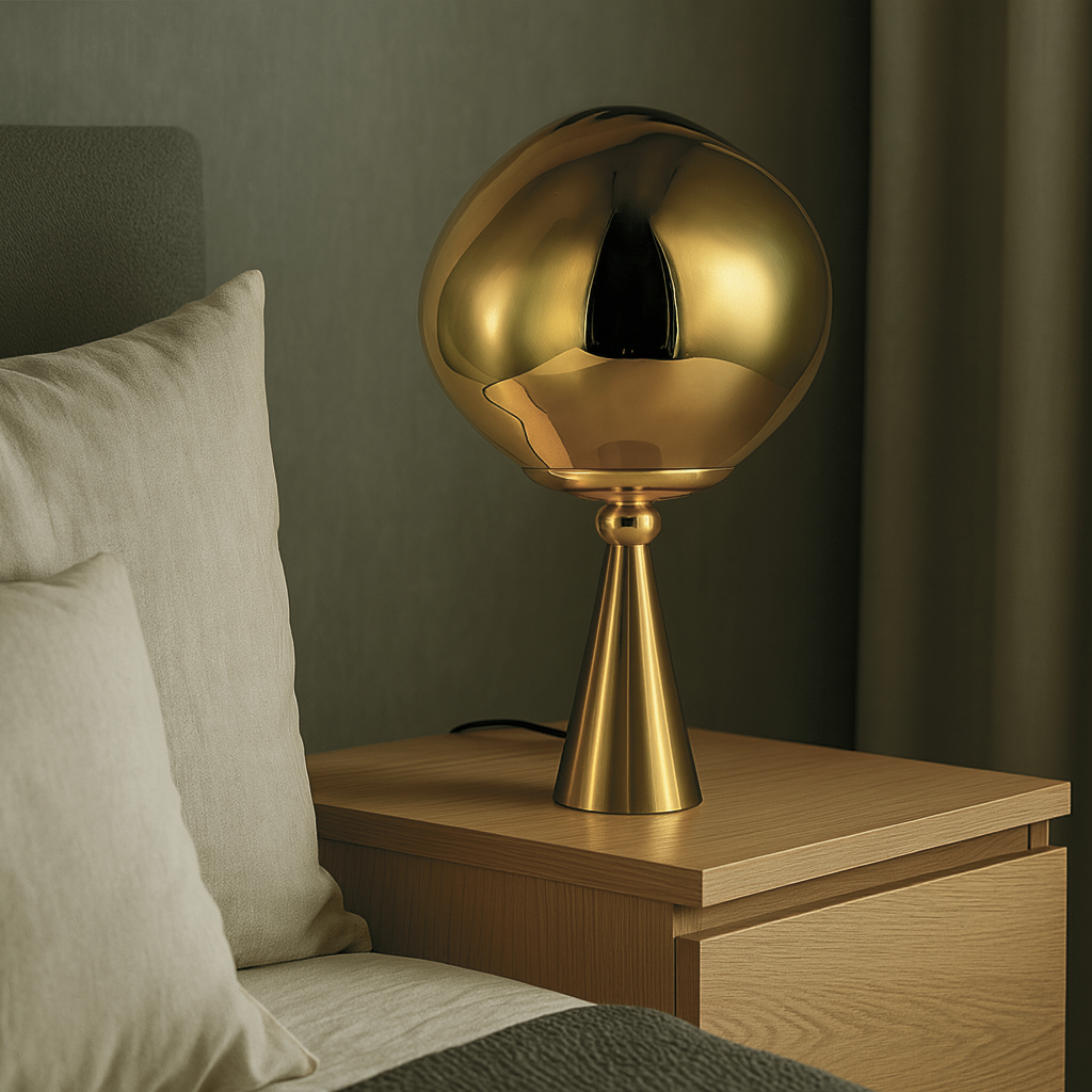 Настільна лампа золота з плафоном органічної форми H-52 cm E27 Gold Melt plazma desk lamp 250931-100006064
