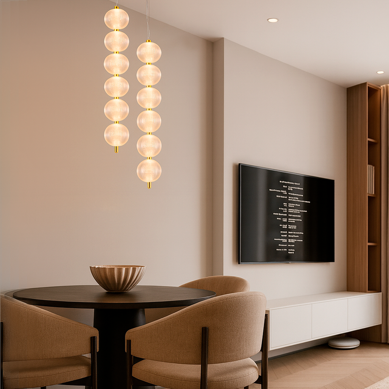 Підвісний світильник золотий з бежевим прозорим плафоном H-80 cm Led 52W Beige clear Colours 250931-100006122
