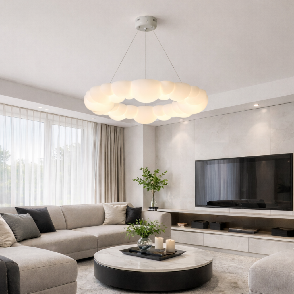 Підвісна люстра біла D-49 cm/ D-68 cm/ D-87 cm Led 72W/ 120W/ 160W White Cloud lamp 240158-100002970