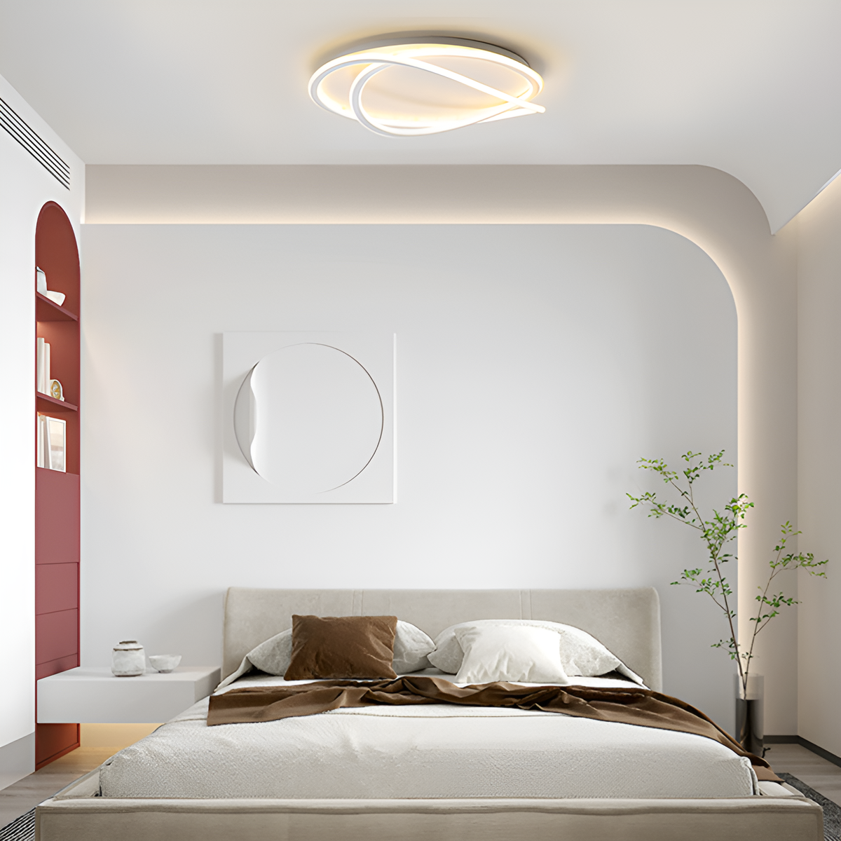 Люстра біла стельова світлодіодна L-50 cm H-13 cm Led 66W White Loop 250731-100005446