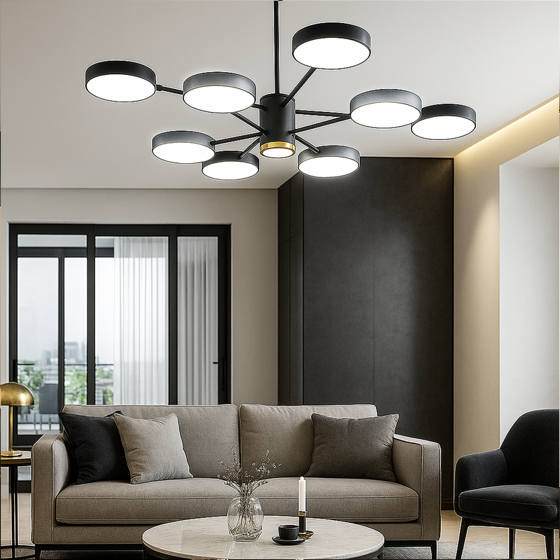 Люстра сіра з чорним D-70 cm Led H-40 cm 62W / 90W Супутник Black+Grey Orbit Lamp 6 ламп та 8 ламп 231058-100002638