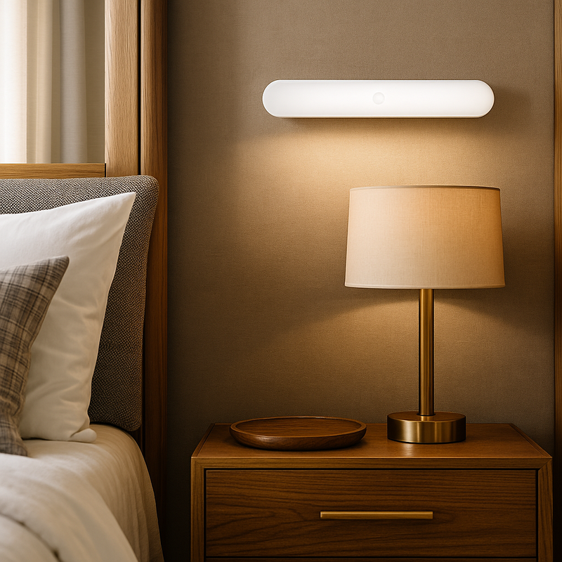 Світильник настінний білий акумуляторний з магнітом та пультом L-30 cm Led White Plain Stick Lamp 251054-100006475